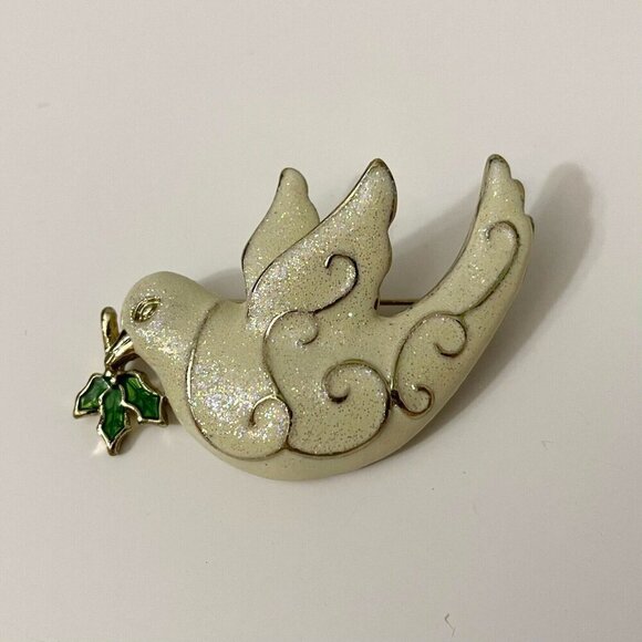 Vintage Christmas Peace Dove Brooch Pin - Picture 12 of 12